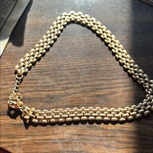 Elegant Napier chain basket weave  Gold Chain Necklace